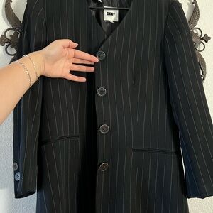 DKNY Black Pinstripe Blazer